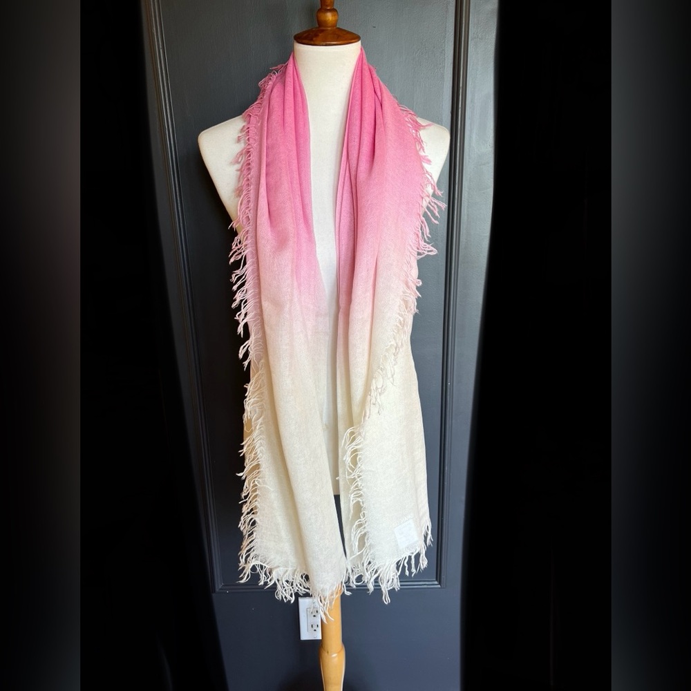 New Auth Chan Luu Dip Dyed Ombre Cashmere Silk Scarf Color: Sachet Pink